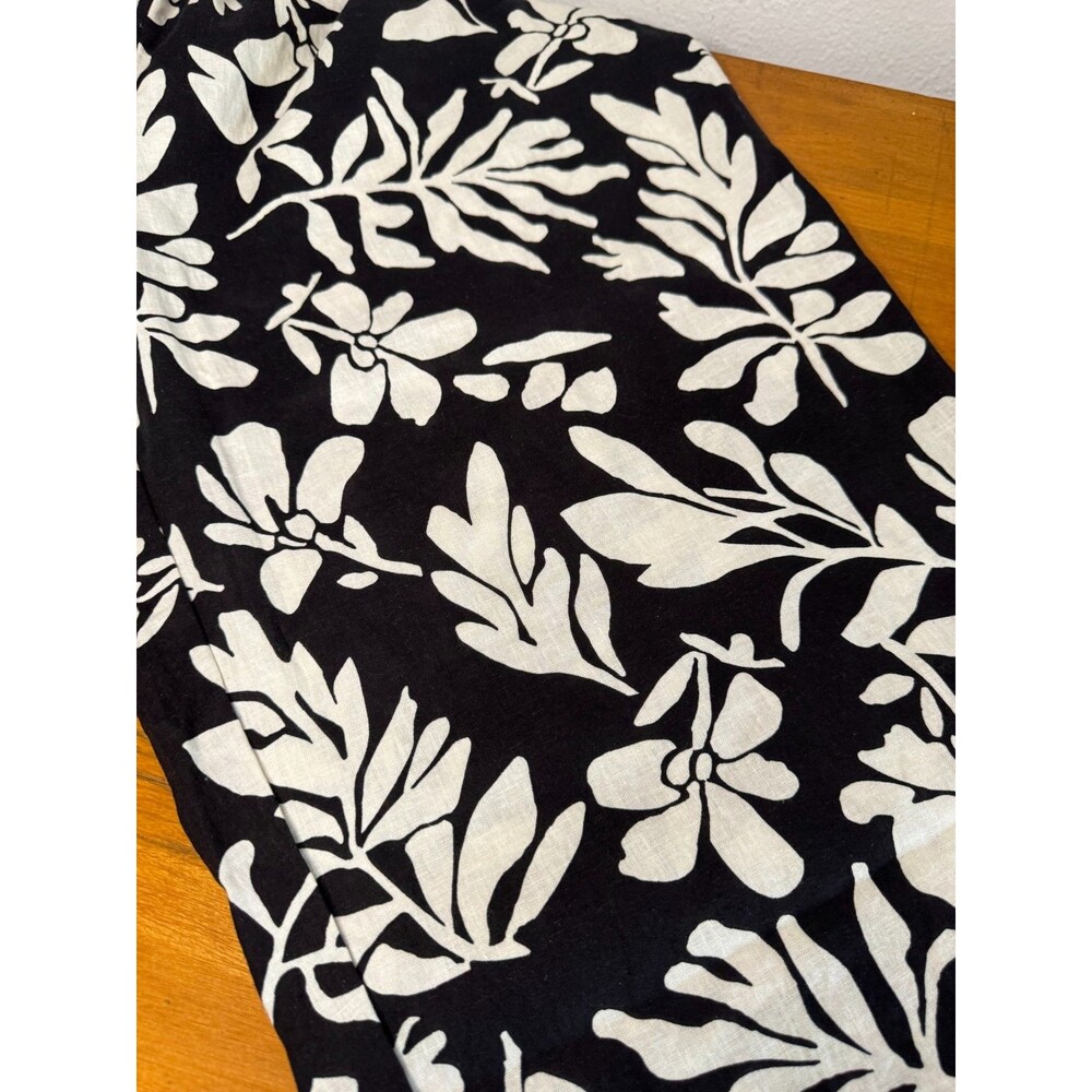 Christian Siriano New York 1X Black White Tropical Wide Leg Linen Pants Resort - Picture 7 of 16